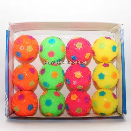 Резиновые светящиеся мячики (65 мм) в боксе 24 шт 8215