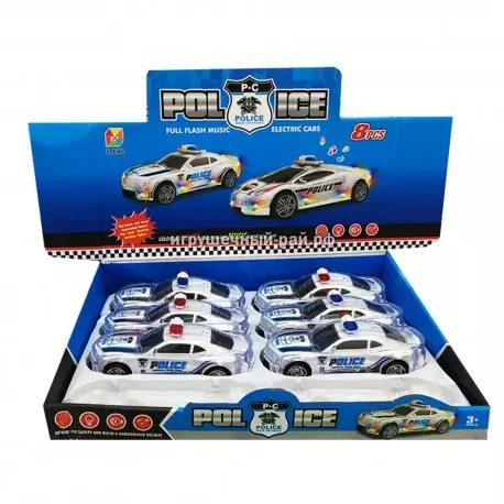 Машинки модельки Полиция (свет и звук) в боксе 8 шт 3304-1