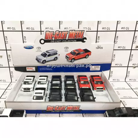 Машинки модельки "Пикап" (металл, свет и звук) в боксе 12 шт FY89018-12D