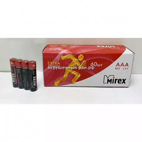 Батарейки Мирекс (солевые, ААА) в боксе 60 бат. MIREX-R3-AAA