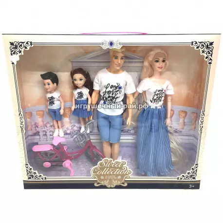 Куклы муж с женой и детьми (набор из 4 кукол) DX521-B