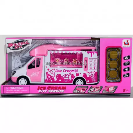 Розовая машинка Фургончик с мороженым (свет и звук) 666-01P