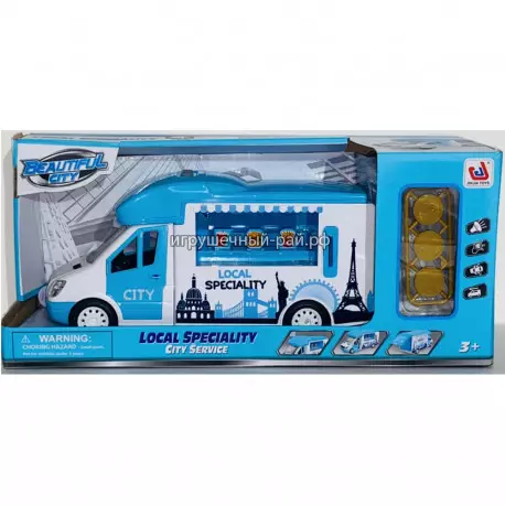 Голубая машинка Фургончик с мороженым (свет и звук) 666-02P