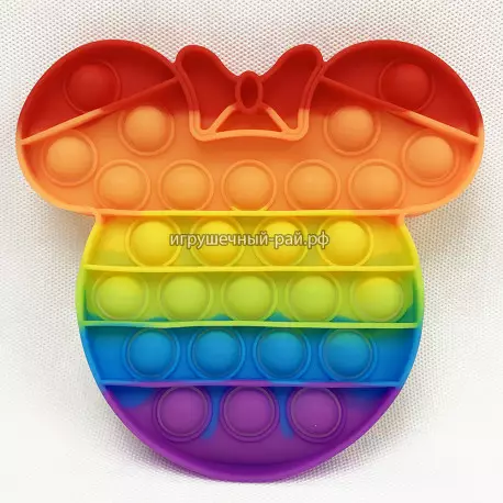 Поп ит Мышка с бантиком (радуга)