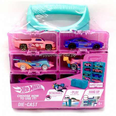 Машинки модельки Хот вил (розовые) набор из 8 шт в кейсе 618-08P
