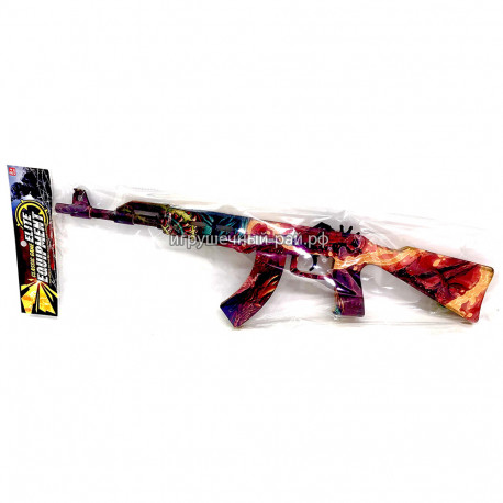 Автомат АК-47 с рисунком в упаковке (дерево) YU7613