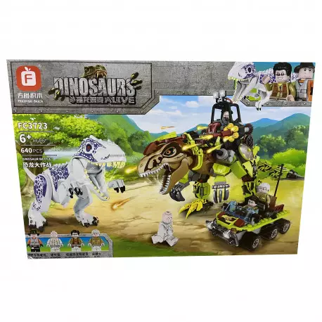 Конструктор Динозавры - Бой индоминуса и киборга динозавра (F, 640 дет) FC3723
