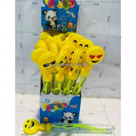 Мыльные пузыри - трещётка Смайлик (25 см) бокс из 24 шт 2804ZD