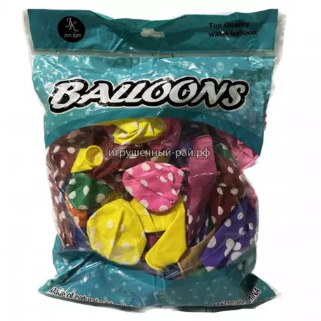 Воздушные шарики в горошек (надувные) в упаковке 100 шт QI-02