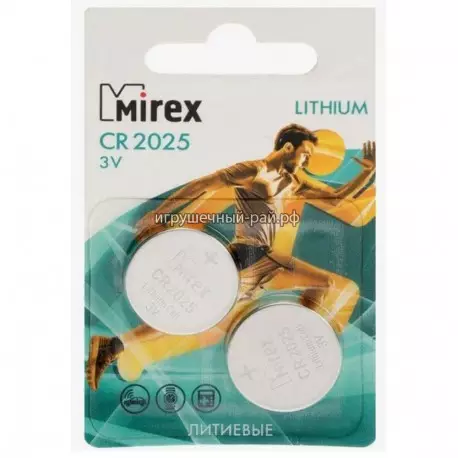 Батарея литиевая Mirex CR2025 на блистере 2 шт