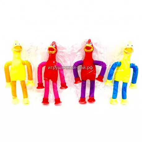 Антистресс - курочка с трубочками тянучками (17 см) бокс из 24 шт 28538