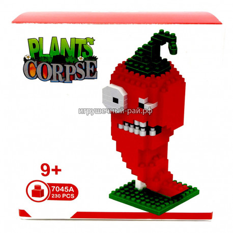 Микро-конструктор Зомби против растений - Перчик (230 дет) 7045A