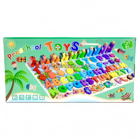 Развивающая деревянная доска Сортер (цифры, алфавит) 2181-160