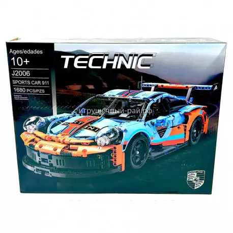 Конструктор Техник - Порше 911 / Porsche 911 RSR Gulf Oil Blue (1680 дет) J2006