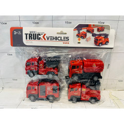 Машинки Пожарная техника (пластик, набор из 4 шт) 698-7