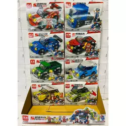 Конструкторы Трансформер-машина (Mingdi, 8 видов, ~110 дет) бокс из 8 шт K0390