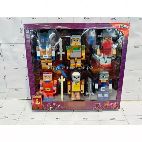 Фигурки Майнкрафт для конструктора (набор из 6 шт) в коробке 48104