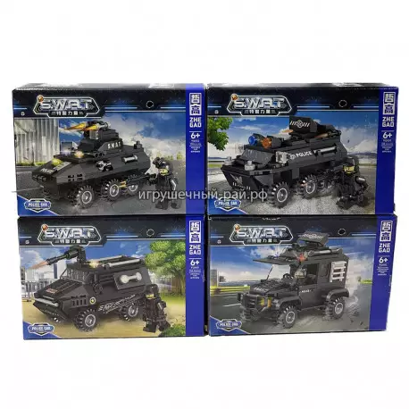 Конструкторы Сити - Спецназ (Zhe Gao, 4 вида, ~130 дет) бокс из 8 шт 912003