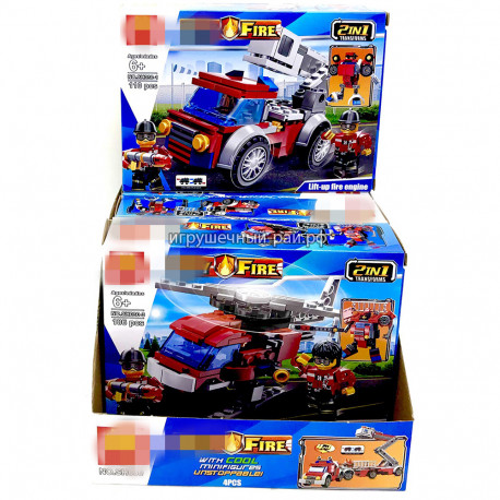 Конструкторы Сити - Пожарные (Shuai, 4 вида, ~106 дет) бокс из 4 шт SH030