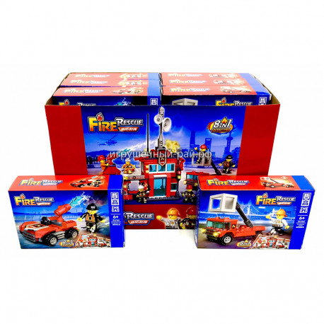 Конструкторы Сити - Пожарная машина (Zhe Gao, 8 видов) бокс из 16 шт QL2263