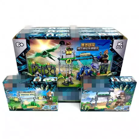 Конструкторы Динозавры (M, ~49 дет) бокс из 16 шт MG935