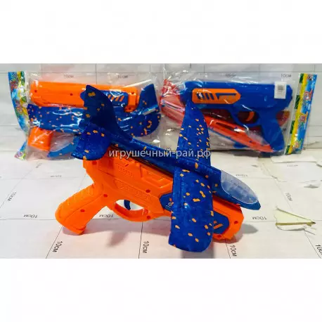 Пистолет - запускалка с самолётом из пенопласта (свет) T801A-7