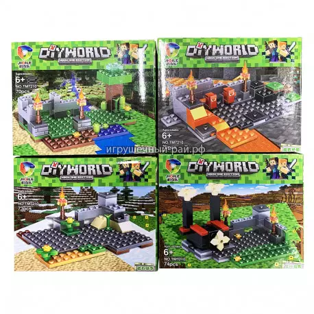 Конструкторы Майнкрафт (JIQILE, 4 вида, ~74 дет) бокс из 8 шт (7210) TM7210