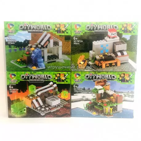 Конструкторы Майнкрафт (Jiqile, 4 вида, ~99 дет) бокс из 4 шт (7104) TM7104