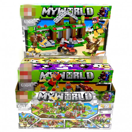 Конструкторы Майнкрафт (LB+, 4 вида, ~174 дет) бокс из 4 шт LB1119