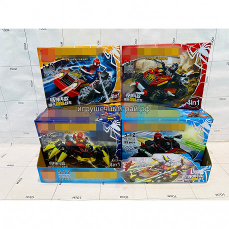 Конструкторы Человек паук (OBM, 4 вида, ~99 дет) бокс из 8 шт 99272