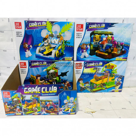 Конструкторы Игровой клуб (Jie Star, 4 вида, ~207 дет) бокс из 4 шт 87002