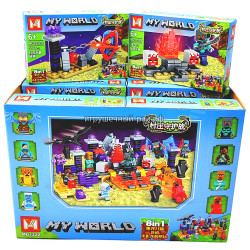 Конструкторы Майнкрафт (M, 8 видов, ~51+ дет) бокс из 16 шт MG1222