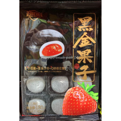 Пирожное Чёрное моти со вкусом Клубника набор 12 шт 180 гр