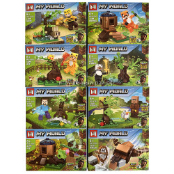 Конструкторы Майнкрафт (M, 8 видов, ~39 дет) бокс из 16 шт MG1139