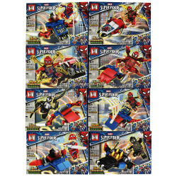 Конструкторы Человек паук (M, 8 видов, ~39+ дет) бокс из 16 шт MG1282