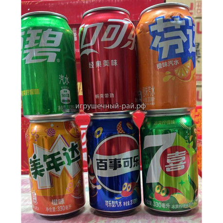 Газировка в банке 330 мл (6 видов, уп. 24 шт, в каждой один вкус)