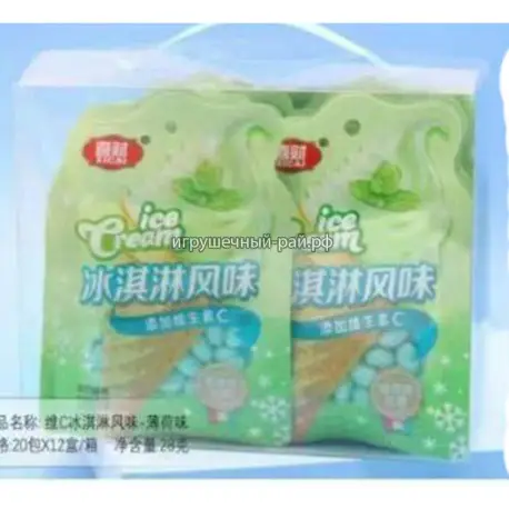 Жевательные конфеты Мороженое зелёная 28 гр (уп. 20 шт)